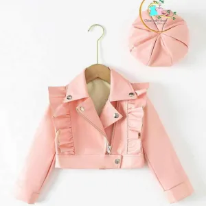 original china imported rose bud leather winter jacket with cap